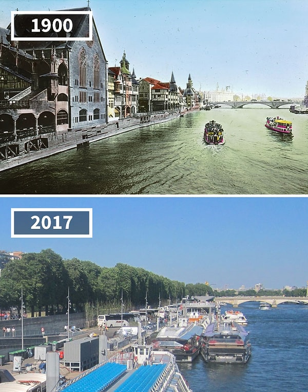32. Река Сена, Париж, Франция, 1900-2017
