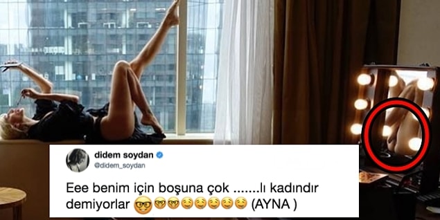 10. Bir yanılsama sebebiyle aynadan erkek organı varmış gibi görünen Didem Soydan