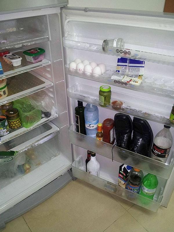 12. "Dün eve çok sarhoş geldim. Sabah kalktım, buzdolabını açtım ve bunu gördüm."