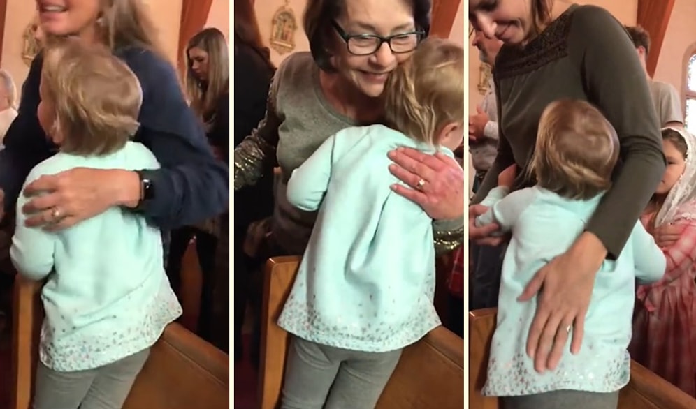 Kilisede İnsanlara Sarılarak Kucak Dolusu Sevgi Dağıtan Ufaklık