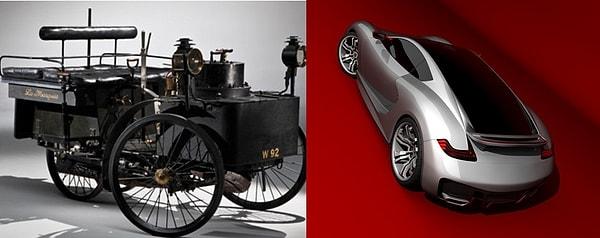 2. Bundan 127 yıl önceki ilk arabadan, günümüzün tasarımda uçmuş spor arabalarına.