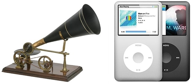 5. Dünyanın 1888 yılındaki ilk gramafonundan, cebimizde taşıdığımız çeşit çeşit Ipod modellerine.