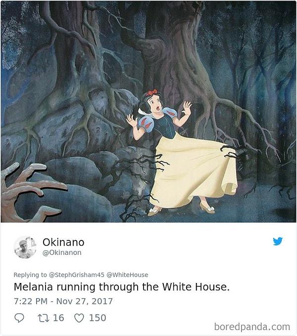 15. "Beyaz Saray koridorlarında koşan bir Melania."