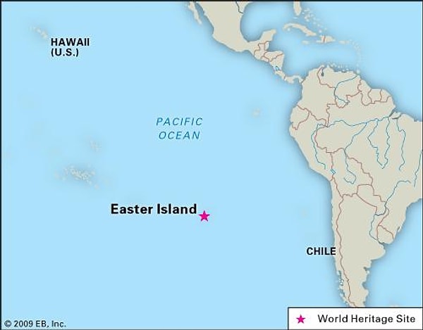 Paskalya Adası, Pasifik'te Güney Amerika kıyılarından yaklaşık 3 bin kilometre açıkta bulunuyor.