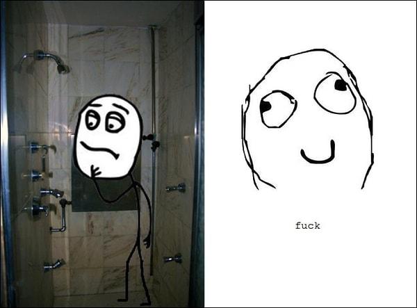 1. Kısa bir korku filmi: Başkasının evinde duşa girmek ve duşun nasıl çalıştığını çözmek.