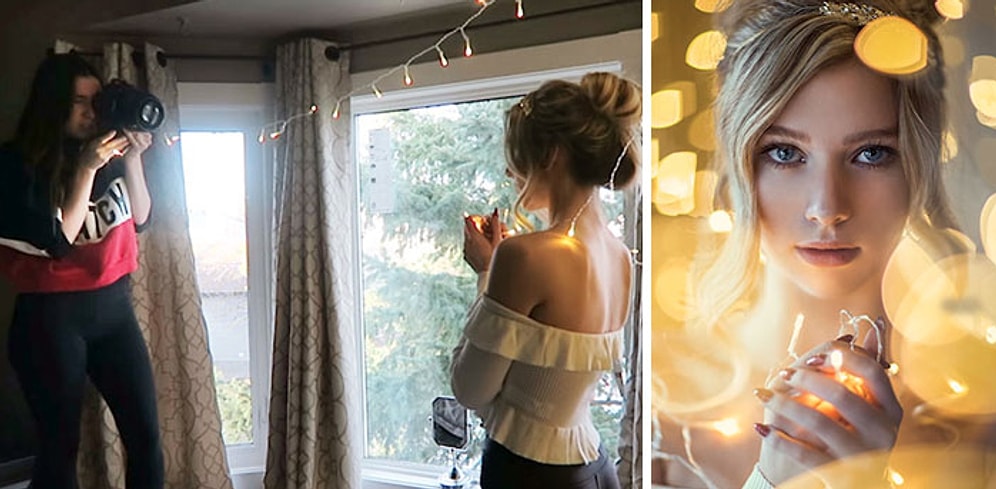 Фотограф раскрыла секрет потрясающих селфи, имея в своем арсенале лишь камеру и рождественскую гирлянду!