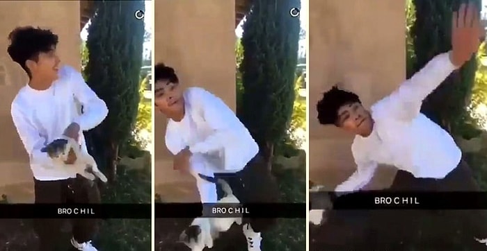 Kediyi Yola Fırlatarak Bacağının Kırılmasına Neden Olan Vicdansız Genç!