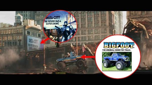 RoboCop Delta City Afişi ve Bigfoot canavar kamyonu.