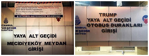 Protestolar Dinecek Gibi Görünmüyor: Şişli-Mecidiyeköy Metrosundaki 'Trump' Tabelaları Kaldırıldı