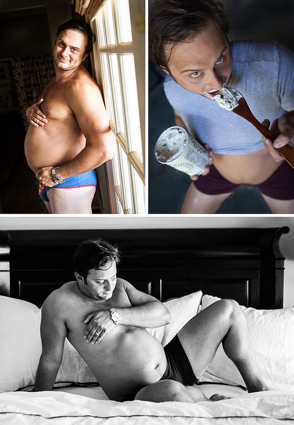 4. "Моя жена не хотела фотографироваться беременной. Я договорился с фотографом и позировал вместо нее". 😅