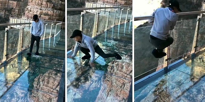 Çin'deki Korkutucu Cam Köprü Kırılırsa! İşte Korku Dolu Anlar!