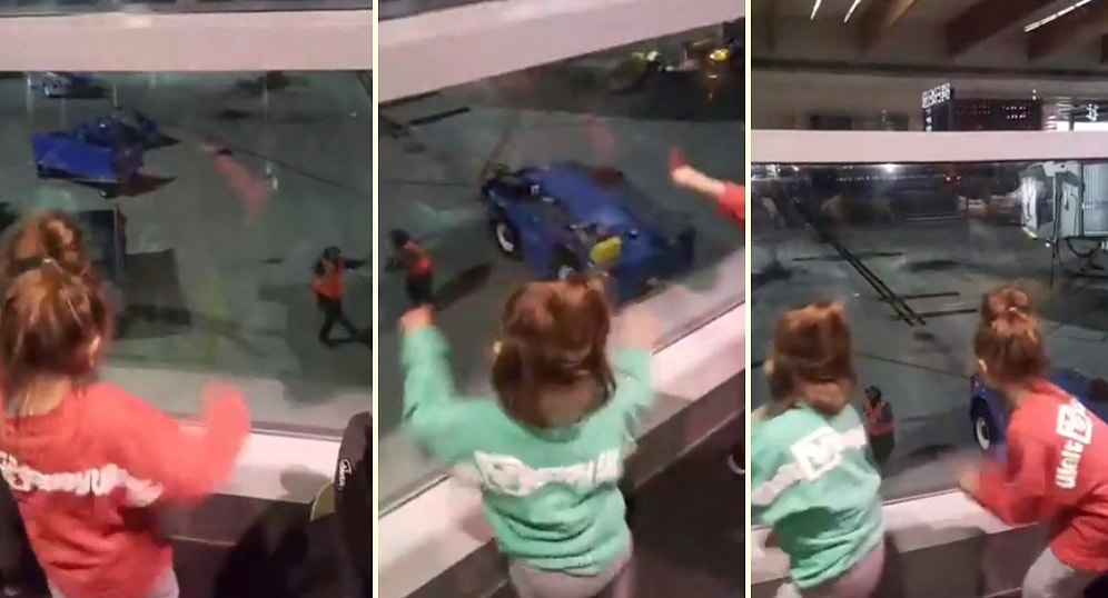 Havalimanı Çalışanıyla Karşılıklı Dans Eden İki Miniğin Eğlenceli Anları