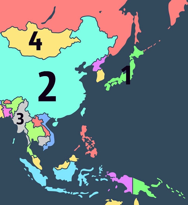 5. Где на карте находится Япония?