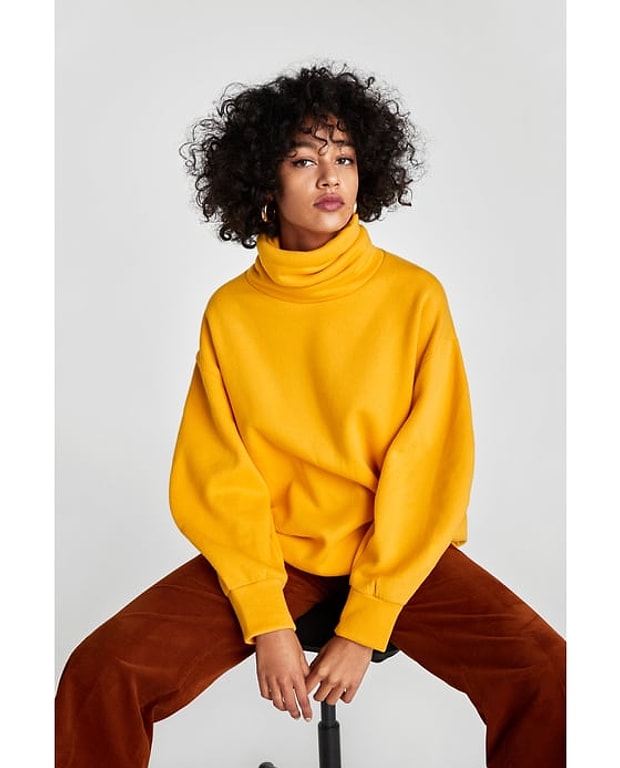 Çift yaka detaylı oversize sweatshirt