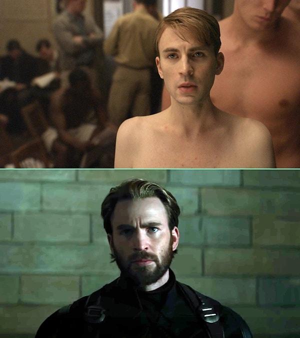 1. "Captain America: The First Avenger" ve "Infinity War" arasındaki 7 yıllık sürede Steve Rogers'ın değişimi.