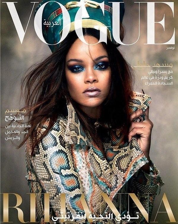 9. Vogue Arabistan için verdiği pozları gördüğümüzde! Tabii Rihanna yine durmadı 4 farklı "DAZED" kapağında, 3 farklı "Vogue" ve 3 farklı "ELLE" kapağında yer aldı...