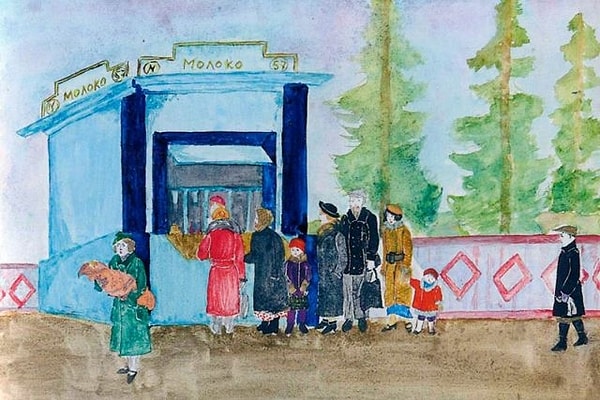 20. "Люди в очереди за молоком", 13 лет, 1936 год