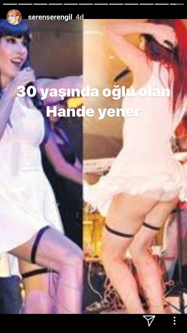 Bir de hikayesinden Hande Yener'in fotoğrafını...