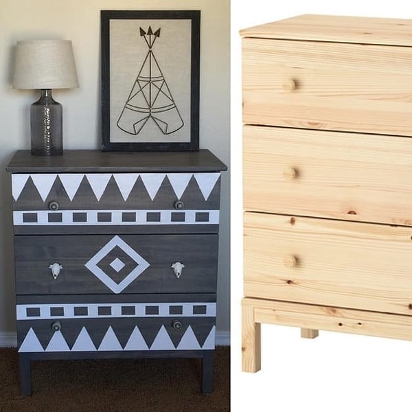 Даже самый скучный комод с помощью краски и трафаретов может стать предметом зависти всех гостей.