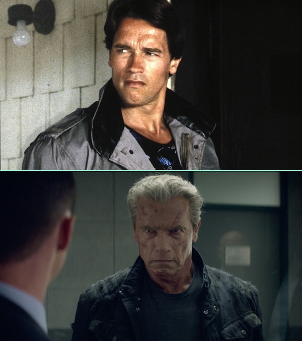 11. Терминатор в исполнении Арнольда Шварцнеггера с разницей в 31 год