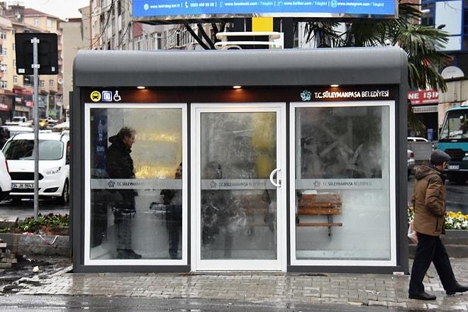 Tekirdağ'da Örnek Uygulama: Vatandaşların Soğuktan Etkilenmemesi İçin Klimalı Durak Yapıldı