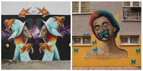 Sokakların Ruhsuz Duvarlarını Çizimleriyle Sanat Eserine Dönüştüren Sanatçı: Devak