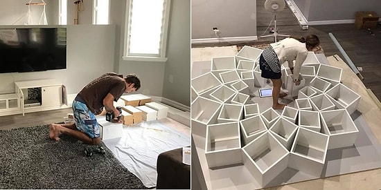 Эта пара черпает идеи дизайна книжных полок из интернета, воплощая их в жизнь в собственном доме