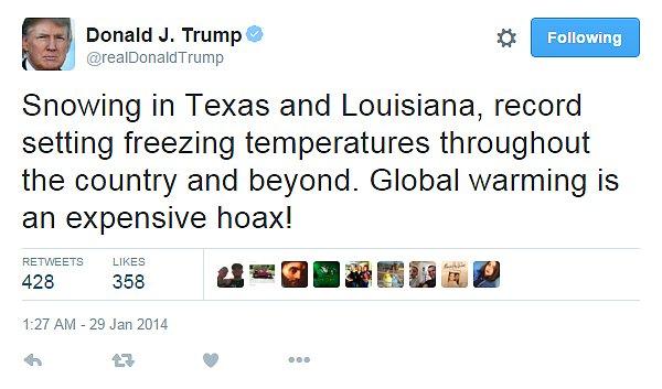 Durum öyle bir boyutta ki Amerika Birleşik Devletleri Başkanı dahi küresel ısınmanın aldatmaca olduğunu düşünüyor.