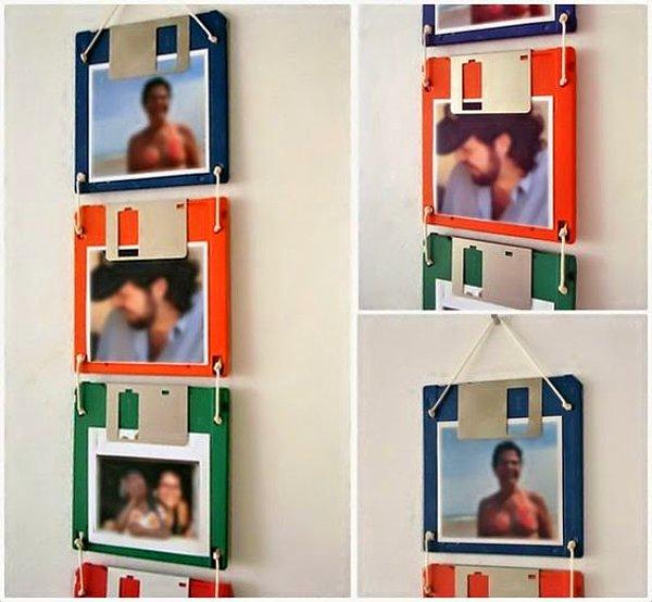 18. Disketler ve kağıda basılmış fotoğraf. İkisi de geçmişimizin birer parçası. Bunları bir arada kullanmak güzel bir fikir olmuş doğrusu.