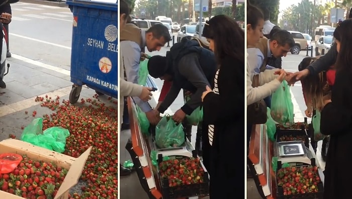 Tezgahındaki Çilekleri Zabıtalara Kaptırmamak İçin Yere Döken Gence Yardım Eden Güzel İnsanlar