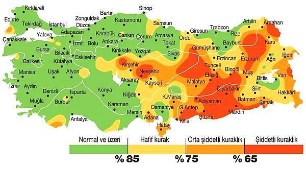 Türkiye'nin kuraklık haritası