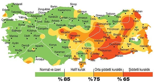 Türkiye'nin kuraklık haritası