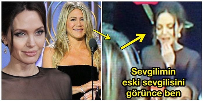 Kan Davası mı Bu? Angelina Jolie, Brad Pitt'in Eski Karısı Jennifer Aniston Sahnedeyken Kafasını Yerden Kaldırmadı!