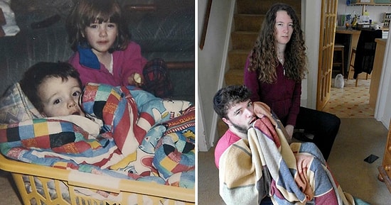 Брат и сестра воссоздали детские фото на годовщину свадьбы родителей, результат – бесценен