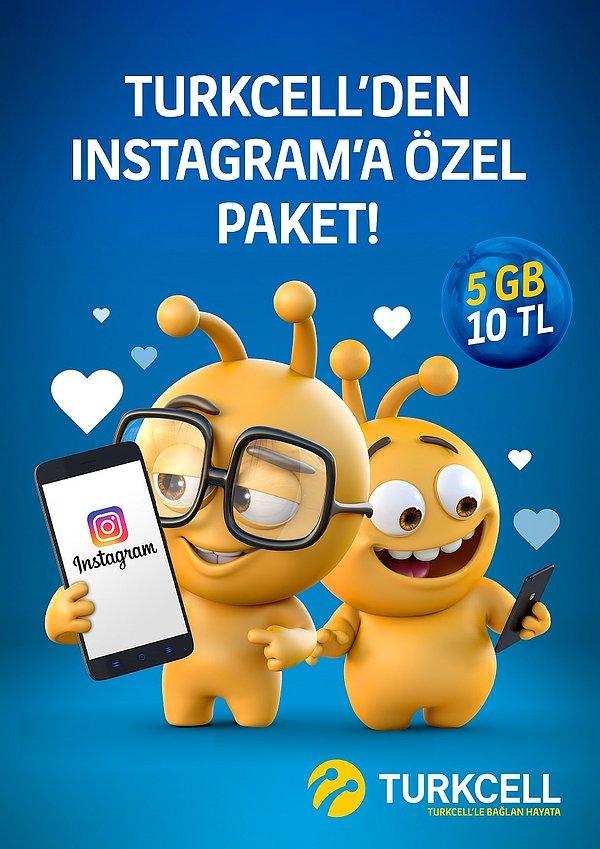 Her şeyi paylaşmak istiyoruz, her ana şahit olmak istiyoruz ama buna GB mı dayanır diyenlere Turkcell’den Özel Instagram Paketi!