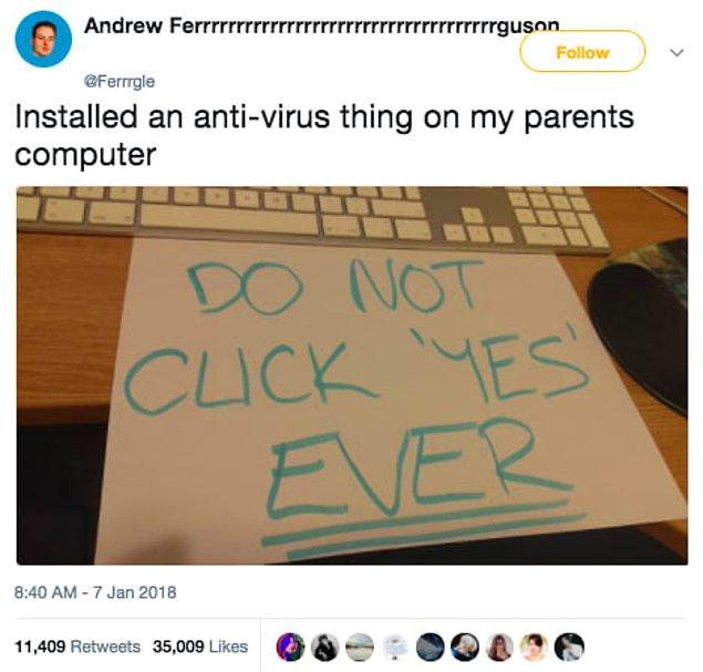 6. "Annemle babamın bilgisayarına anti-virüs programı kurdum."