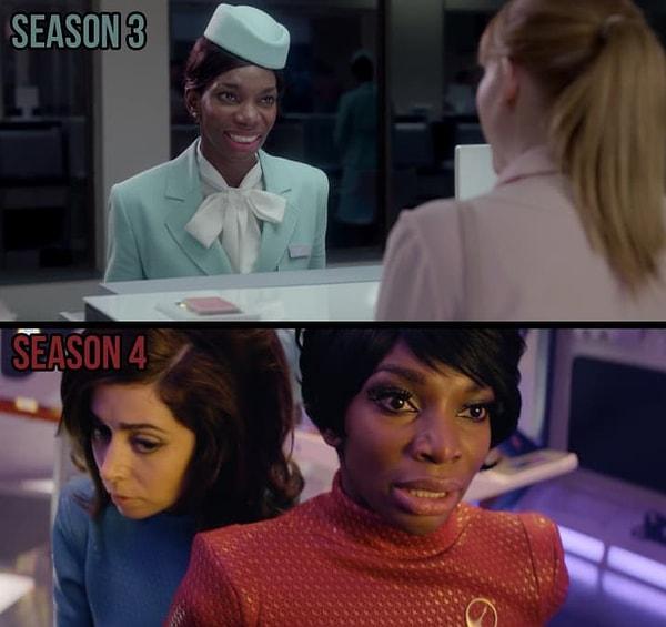 4. Ve bu bölümde Shania olarak gördüğümüz oyuncu, 3. sezon "Nosedive" bölümünde havalimanı çalışanı olarak karşımıza çıkmıştı.