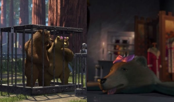 5. Нам показывают, как по приказу Фаркуада были пойманы Мама и Папа Медведи. Позднее в замке Фаркуада мы можем увидеть Маму Медведя в качестве коврика. Немного жестковато для детского мультика, не считаете?