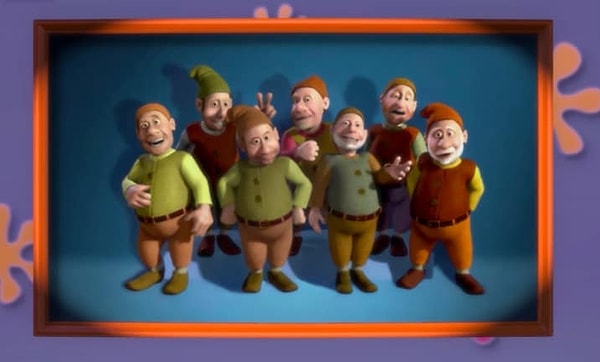 7. Когда зеркало рассказывает о Белоснежке, то говорит о ней так: "живет с семью гномами, но отнюдь не дешевка"