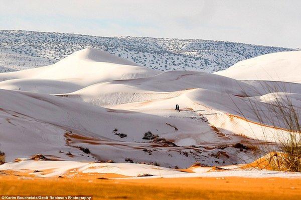 6. Sahra Çölü'ne 37 yılın ardından düşen karın bıraktığı şahane manzara.