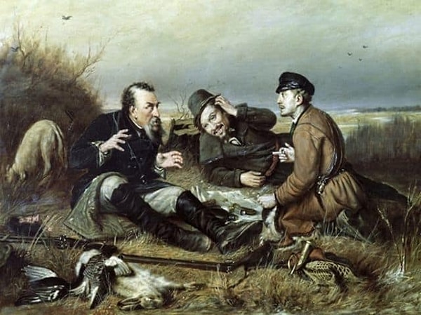 1. Кто написал картину "Охотники на привале"?