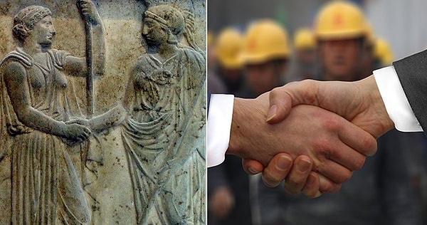 3. В Древней Греции люди обменивались рукопожатием, чтобы убедиться, что человек не принес втайне оружие на встречу