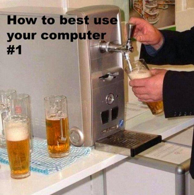 3. Öğünlerinizi eski bilgisayar kasanız sayesinde birayla taçlandırın.