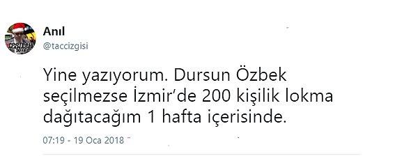 Dursun Özbek seçilmezse İzmir'de lokma döktüreceğini açıklayan bir taraftar: