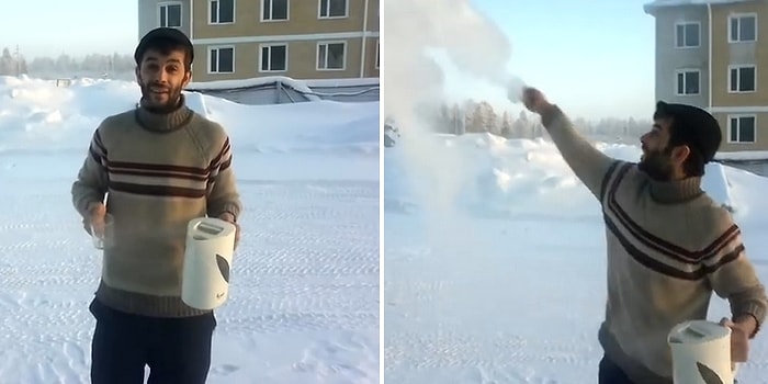 Eksi 48 Derecede Havaya Kaynar Su Döküp Deney Yapan Yurdum İnsanı