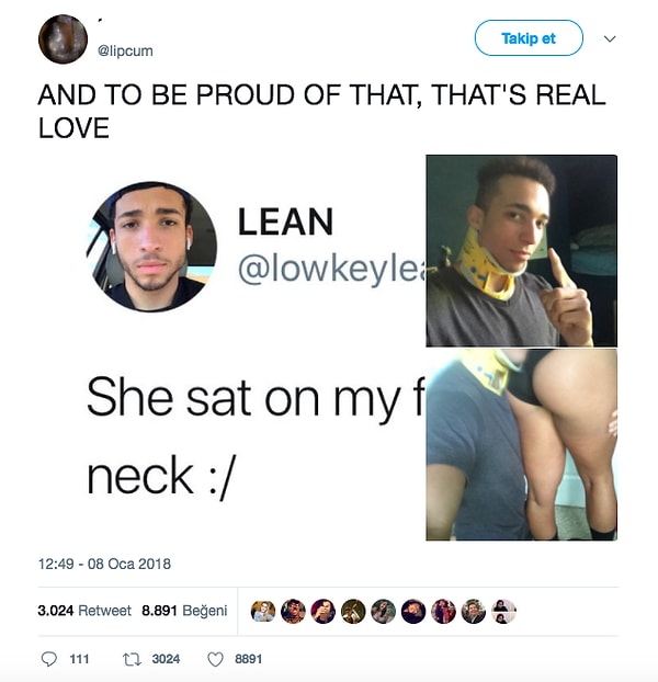 Тогда все запомнили пользователя Твиттера под ником LowKeyLean, как представителя настоящей любви 👇