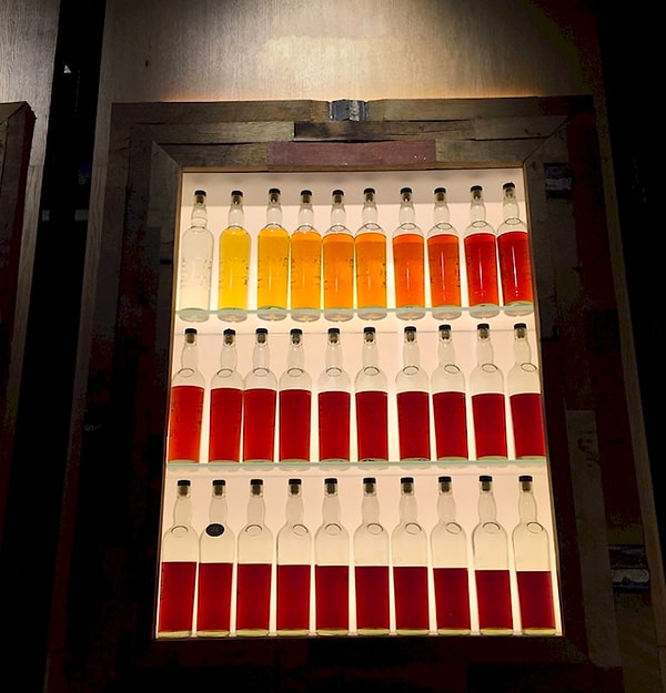 9. Эти  бутылки виски расставлены по степени выдержки. Каждая новая на год старше предыдущей 👌