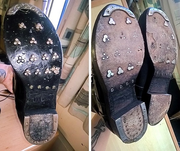 15. Вот как выглядит обувь охраны Королевы через год службы в Букингемском дворце