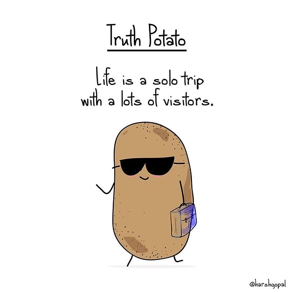 11. Откровенная картошка: «Жизнь - это индивидуальное путешествие с множеством посетителей» 🤗