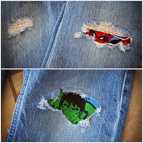 6. А если вам вообще не нравятся дырки на джинсах, то можно заделать их с помощью прикольных нашивок
